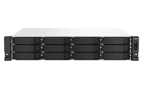 Heavy Duty 2U Rackmount Network Attached Storage Server Featuring Intel Celeron Processor And Eight Gigabytes Of Memory, front view with multiple drive bays.
