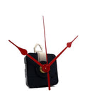 Backwards Clock Movement Kit For DIY Wall Clocks Replacement Accessory with red hands on black and silver mechanism