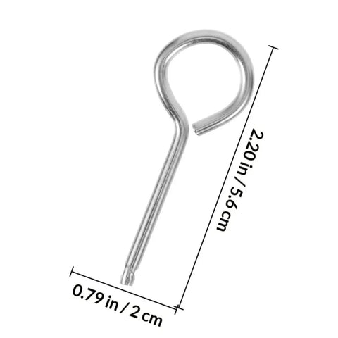 Premium Fire Extinguisher Pin Set With Red Tamper Seals For Home And Office Vehicle Safety Locks Fits Most Standard Models; close-up of metal lock pin measuring 5.6 cm.