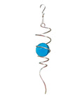 Spinning Gazing Ball With Spiral Tail 11 Inch Tail And 2 Inch Blue Glass Orb Wind Spinner Stabilizer With Swivel Hook Sun Catcher Rainbow Maker For Garden Or Indoor Outdoor Decor 13 Inch Height, blue glass orb and stainless spiral tail