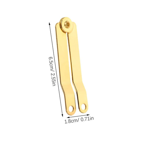 Heavy Duty Lid Hinges for Boxes in Iron with Elegant Golden Finish, 10 Pack, shown with dimensions of 6.5cm by 1.8cm