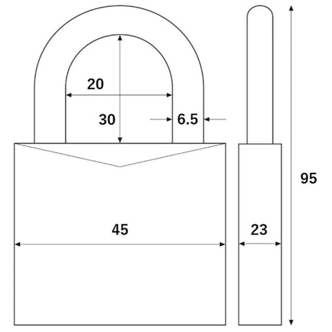 Technical diagram of Smart Fingerprint Lock For Home And Office With 360 Degree Recognition, showing dimensions.