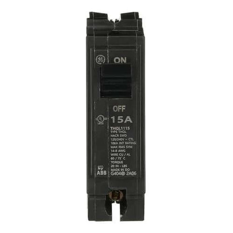 THQL1115 15A single-pole plug-in circuit breaker Q-Line thermal-magnetic 1P 10kA 240V front view