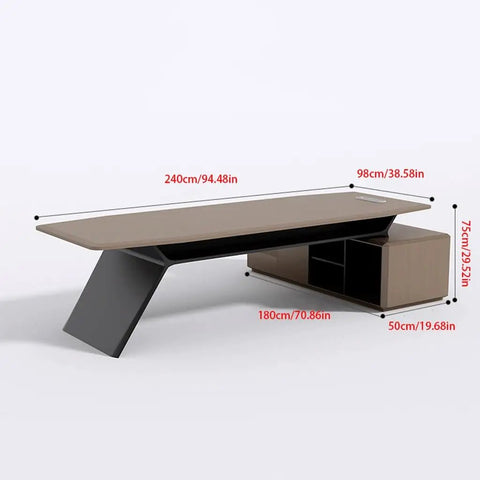 Top Tier Executive Computer Desk For Modern Home Office Workstation Featuring Rock Solid Build And Sleek Smooth Surface with dimensions 240x180x75cm.