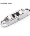 Heavy Hit Zinc Alloy Window Rollers 4 Pack Adjustable Double Groove Sliding Door Push Pull Pulleys featuring double flat wheel design.