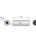 Rock Solid 520nm Green Concentricity Laser Module, stainless steel, 60mm length, Type C connector for precision alignment.