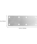 Stainless Steel Repair Plates Set Of 4 For Furniture Joints, metal brace with six holes, measuring 5.4 x 2.0 inches, silver color.