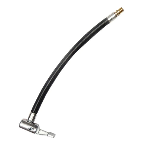 Badass 8 Inch Tire Inflator Hose Adapter Nylon Braided Extension Hose Locking Chuck Connector Quick Connect Pump Zero Leak Super Smooth Flow For All Cars Trucks Keeps Pressure Stable Your Road Trips, black hose with metal chuck