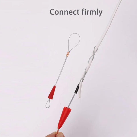 Image showing 32 foot plastic coated steel fish tape wire puller, connecting fibers for flexible and durable electrical work.