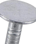 Close-up of Heavy Duty Electro Galvanized Roofing Nails Two Inch With Broad Flat Head for securing shingles.