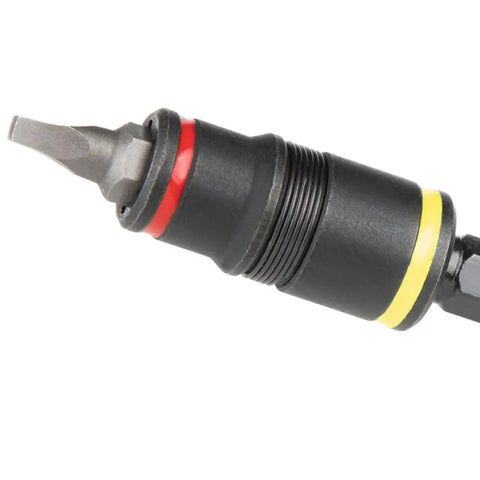 Close-up of impact rated blade attachment from All In One Impact Driver Kit With 20 In 1 Screwdriver And Socket Set, adjustable handle.