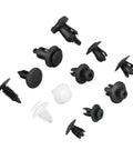 100 Piece Auto Push Retainer Clip Kit For Trim Panels And Body Fasteners, Durable Plastic Clips For Car Interior And Exterior Panel Mounts, Replacement Set For Door, Fender, Bumper And Trim Applications, assorted black and white clips
