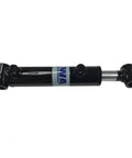 Side view of WT Weld cross-tube hydraulic cylinder with 1.5 in bore, 4 in stroke, 1 in rod, SAE 4-port