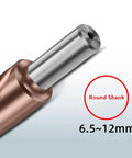 Close-up of two-stage M35 HSS-Co cobalt drill bit with round shank, 6.5–12 mm for stainless drilling