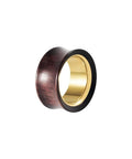 Two Tone Hollow Gold Stainless Steel And Sandalwood Ear Tunnels Plugs Set For Stretched Ears 0G To 1 Inch Double Flared Expander