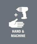 Icons of a hand and drill above text 'Hand & Machine', illustrating manual and power tool use for Zyklop 8790 HMA 1 Quarter Inch Drive Socket.