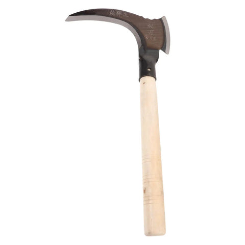 Multipurpose Manganese Grass Sickle With Handle Ergonomic Gardening Tool for Weeding Cutting and Harvesting with sharp blade visible