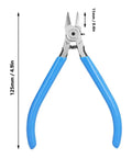 Beefy Diagonal Wire Cutter Pliers With Rebound Spring, 125mm long, showing blue handles and 11mm cutting edge.