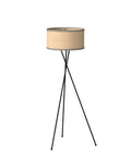 LED Floor Lamp Tall Tripod With Drum Shade In Black Finish And Gold Accents
