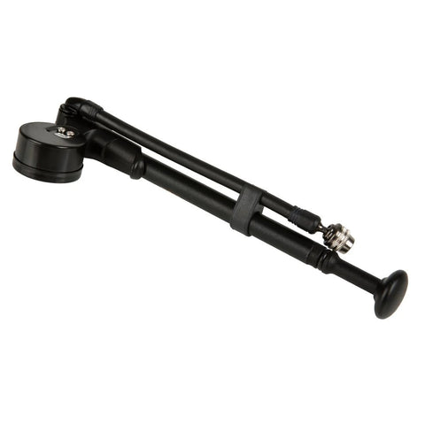 Fox Factory HP Shock Pump with swivel head; black side-view handheld bike suspension pump