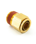 Three Quarter Inch Male NPT To Three Quarter Inch Brass Air Line Push To Connect Pneumatic Fitting on white background