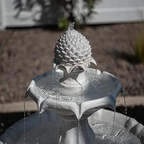 Top view of Tall White 44 Inch Fiberglass Resin Solar Water Fountain With Panel And Auto Shut Off Pump For Home Garden Yard Decor