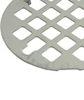Snap In Shower Drain In Polished Stainless Steel With Adjustable Prongs For A No Sweat 3-1/4 Inch Pipe Setup Fits Cast Iron Or Plastic Plumbing Total Game Changer That Looks Sharp And Runs Smooth, close-up view of the grate.