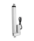 8 Inch Stroke 12V Electric Linear Actuator, 225lbs Load Capacity, IP55 Waterproof, silver aluminum, side view of actuator.