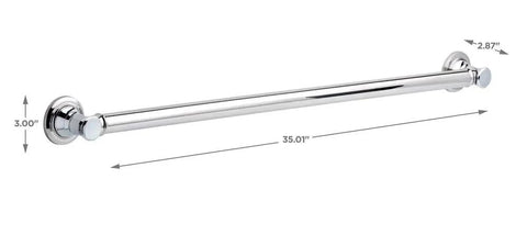 36 Inch Stainless Steel Grab Bar With Zinc Posts, Tough As Nails Bathroom Safety Bar for Shower and Toilet