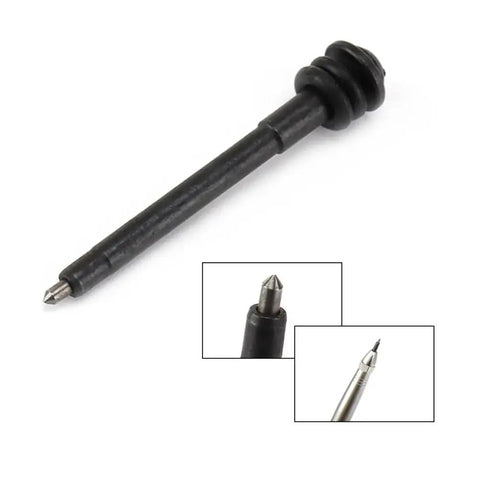 Real Deal Air Scribe Engraving Pen With Pneumatic Pencil Design tip close-up showing durable alloy steel for etching metal, wood, glass.