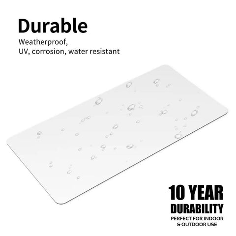 Close-up of heavy duty vinyl sticker showing its waterproof features, part of the Heavy Duty Funny Chemical Spill Kit Vinyl Car Stickers 10 Pack.