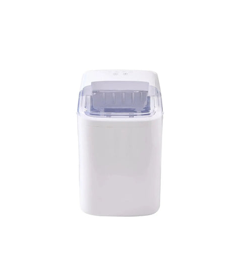 Compact Countertop Ice Maker Whips Up 26 Pounds Of Quick Bullet Ice Daily Featuring Foolproof Controls And Lean Frame in white color.