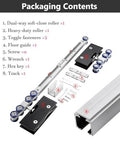 Packaging contents of 15ft Heavy Duty Sliding Barn Door Track Kit With Soft Close Hardware, Smooth Roller System For Glass Doors