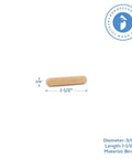 Heavy Duty Fluted Wooden Dowel Pins 3/8 X 1 1/2 Inch Pack Of 100, birch dowel pin shown from the side.