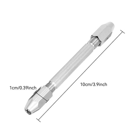 Top Shelf Four Piece Double Ended Pin Vise Micro Drill Kit With Kickass White Steel Bits In A Secure Hex Grip, 10cm manual drill.