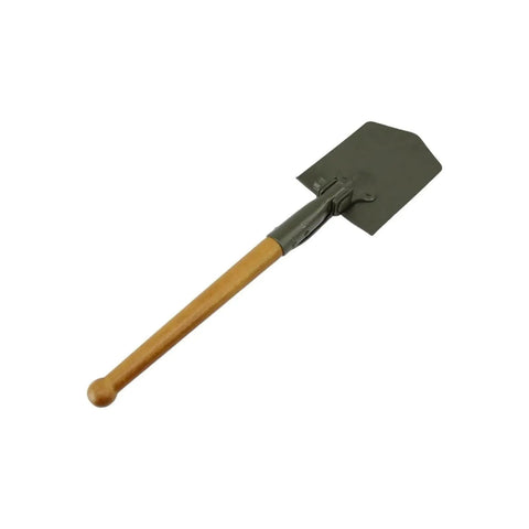 German Style Folding Shovel With Hoe And Blade, Heavy Duty Steel Multi Tool for Digging, Camping, and Hiking with wooden handle