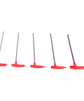 Rock Solid T Handle Hex Wrench Set 5Pcs With Flat Heads S2 Alloy Steel Torque Tool For Tight Spaces Heavy Duty Mechanical Repair And Screw Driving Kit 3mm To 8mm Sizes, five red T-handle hex keys