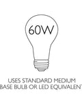 Diagram showing 60W standard medium base bulb compatible with Karsen Traditional 4 Light Indoor Pendant Dimmable Frosted Glass For Entryways Dining Rooms Foyers In Polished Chrome The Classic Vibe With Modern Glow That Elevates Any Space.