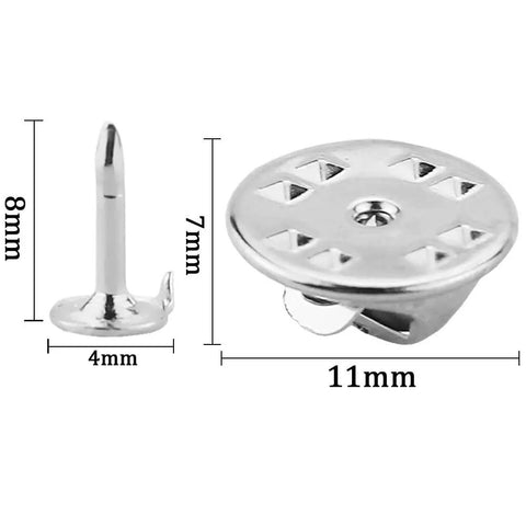 120 Pairs Fresh Silver Butterfly Clutch Tie Tacks With Quick Spring Lock Pin Backs For Zero Fuss Earring Security That Are Totally Solid And Dope For Snapping On Your Go To Accessories Or Daily Street Style Vibes, showing dimensions 8mm and 11mm.