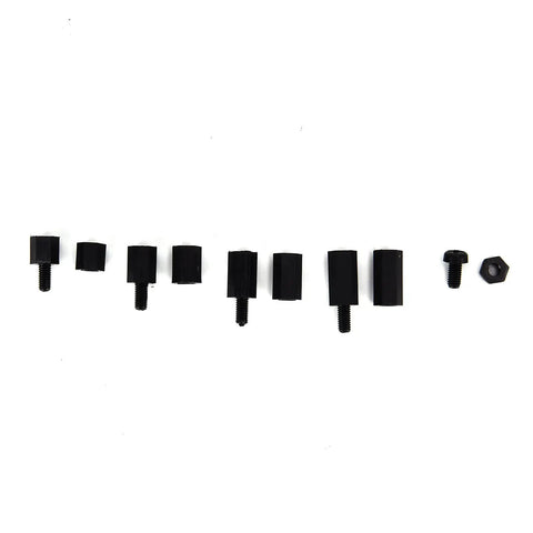 Game Changing M3 Nylon Hex Standoff Screw Nut Kit 180 Piece Assortment showing various standoff lengths and hex nuts for PCB use.