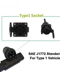 Type 1 electric vehicle socket and SAE J1772 connector for Heavy Duty Type 2 To Type 1 EV Charger Adapter 32A 7KW IP55.