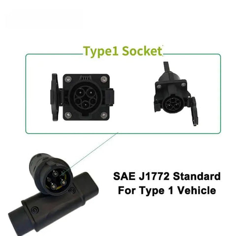Type 1 electric vehicle socket and SAE J1772 connector for Heavy Duty Type 2 To Type 1 EV Charger Adapter 32A 7KW IP55.
