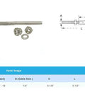 Job Site Ready Type 316 Stainless Steel Cable End Fittings Right Hand Swage Railing Hardware 50 Pack For 1 4 Inch Wire Rope 5 1 2 Overall Length with fittings and dimensions.