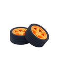 10 Piece Model Car Wheel Set With Rubber Tires And Five Round Shaft Axles For DIY RC Cars Trucks Robots And Helicopters In Bright Yellow