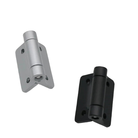 Two zinc alloy damping cabinet door hinges with mounting plates, silver/black finishes, 40x38mm, adjustable torque.