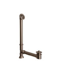 Complete Bathtub Drain Kit With Twist Lift Stopper And 19 Inch Extended Overflow Tube showing the bronze drain assembly with twist lift stopper.