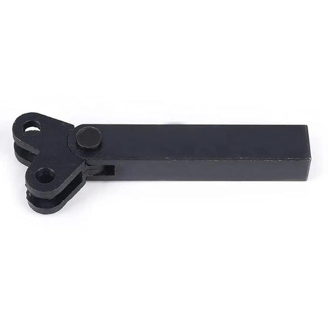 Pro Grade Diagonal Dual Wheel Linear Knurling Tool for Metal Lathe Turning, close-up of tool arm in black steel.