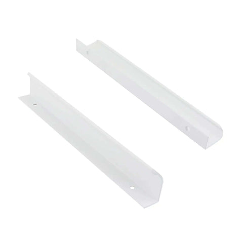 Set Of 10 White Aluminum Finger Pull Handles For Cabinets And Drawers, 9.84 Inch Length With 7.56 Inch Hole Centers, angled view