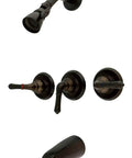Magellan Tub And Shower Faucet In Oil Rubbed Bronze With 5 Inch Spout Reach, Modern Lever Handle, Five Hole Deck Mount Valve