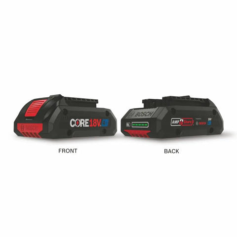 Front and back view of 18V CORE18V Lithium Ion 4Ah Advanced Power Battery Two Pack with lightweight design and high power cells